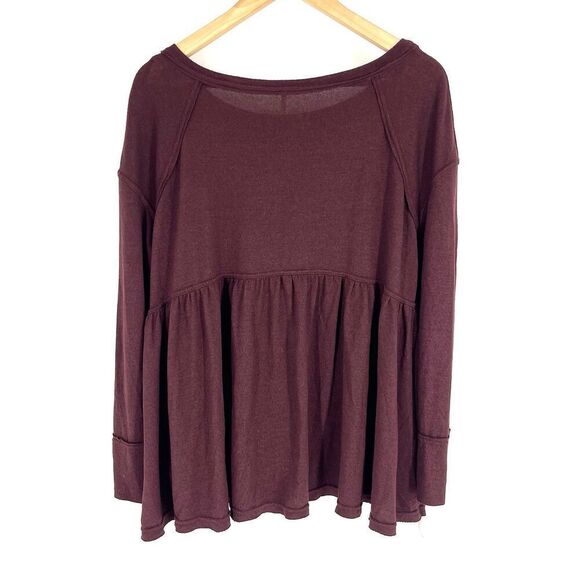 Free People Top Size Small Womens Forever Your Girlfriend Garnet Babydoll Shirt - Picture 5 of 8